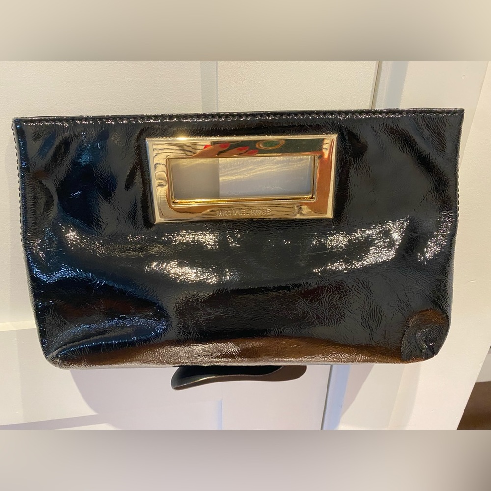 Michael Kors black patent leather clutch - 12”w x 8”h